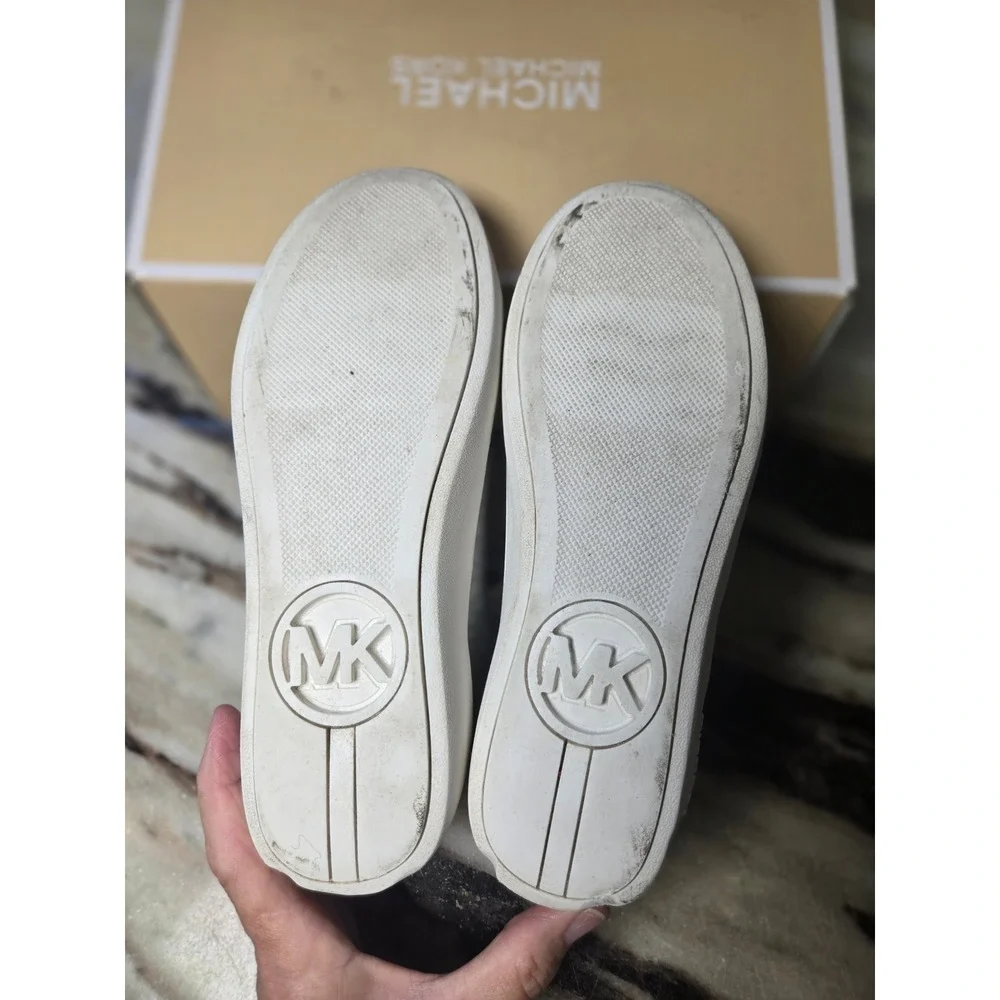 Michael Kors Jordana Airin Silver Pink Metallic Logo Sneakers MK100918C Size 3Y